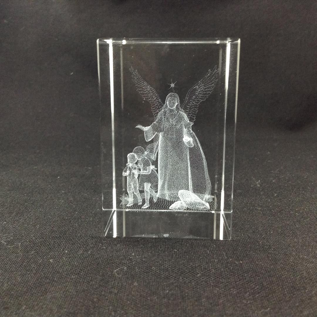 Crystal Prism with Guardian Angel Symbol