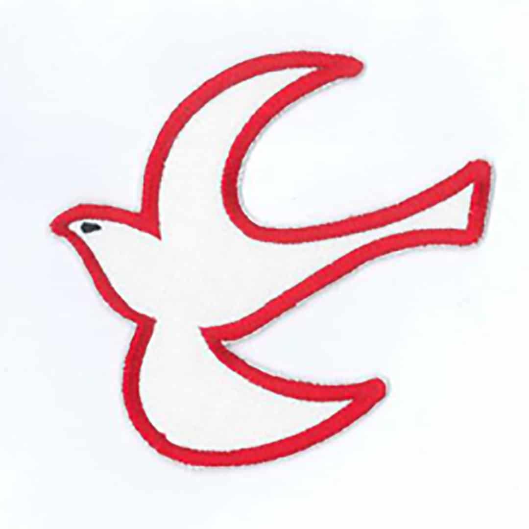 White Dove Applique with Red Outline (4 x 3.5") - 2 options