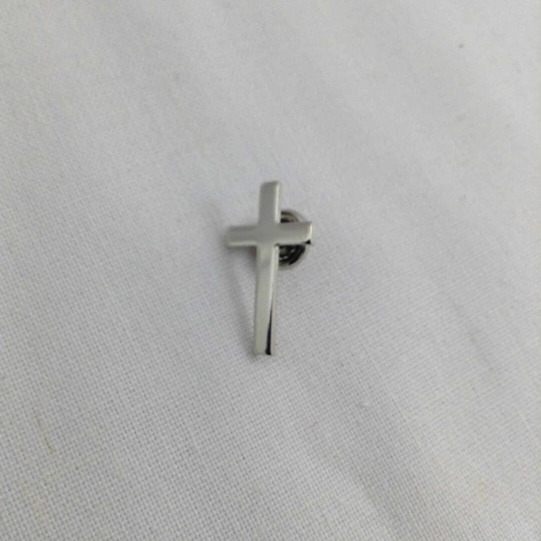 Lapel Cross - Screw Back - Silver Look