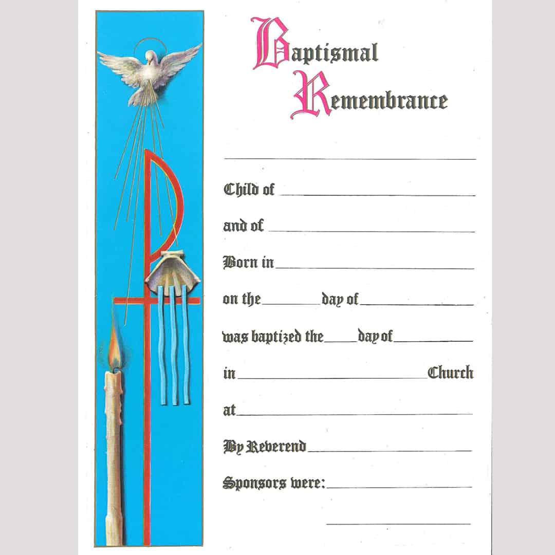 Baptism Certificate #2 - Large (Pk 10)