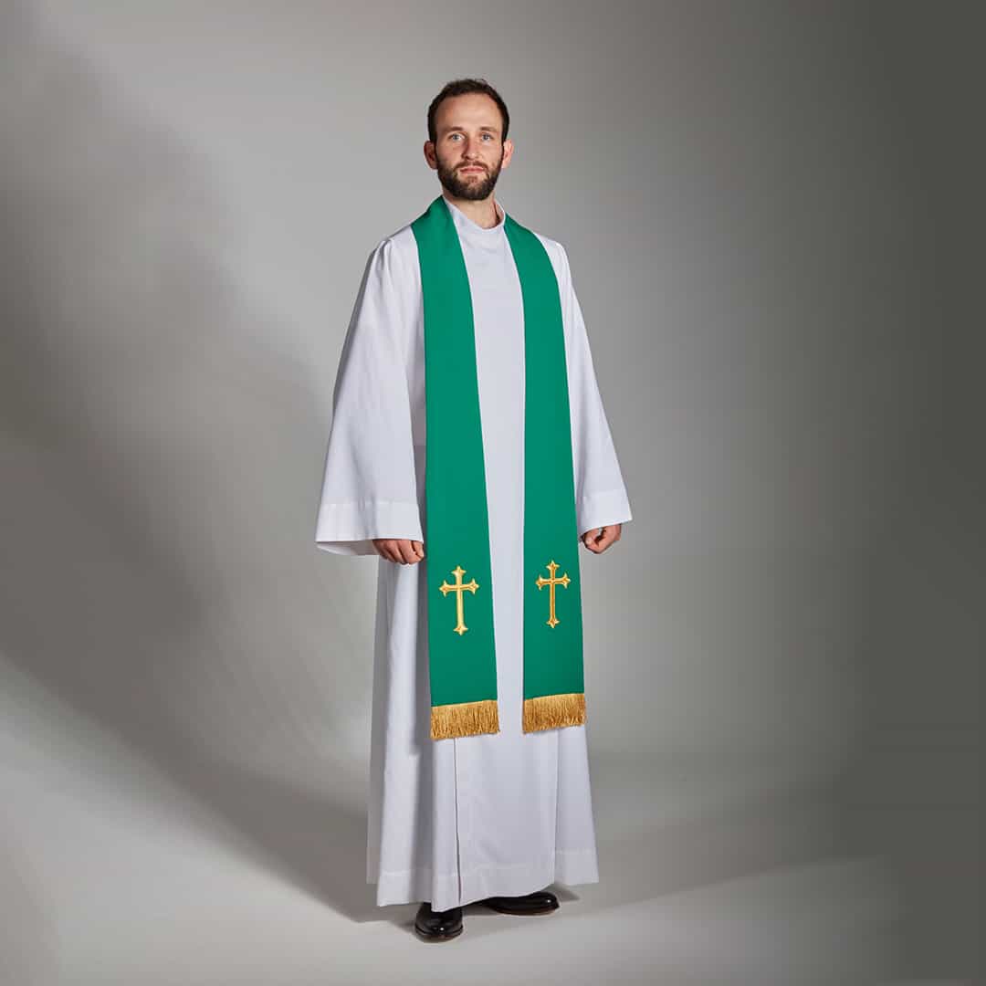 Stole evenweave fabric with Fleury Latin Cross and Fringe - 4 colour options