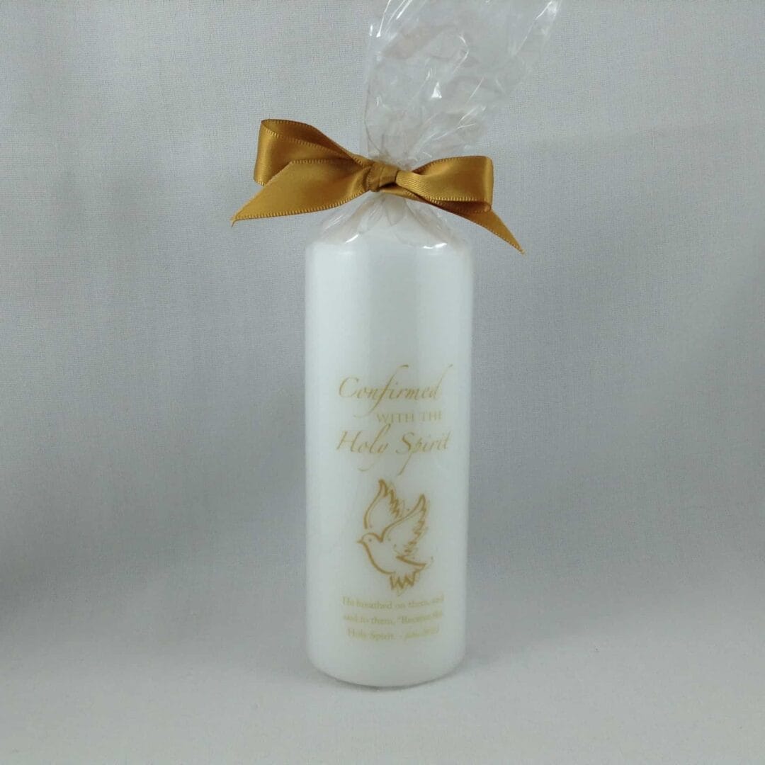 Generic Confirmation Candle 150 x 54mm Gold Dove