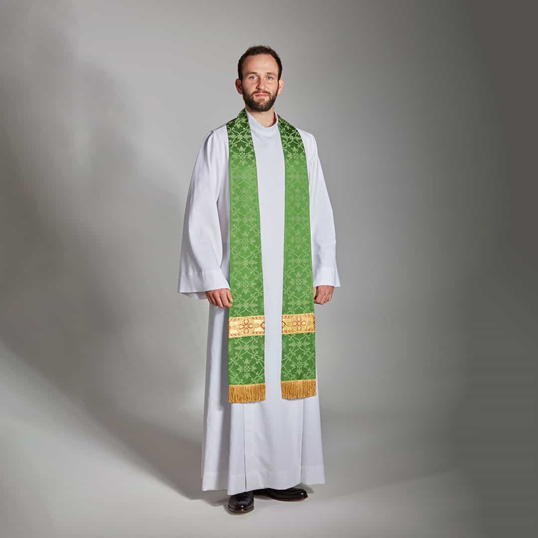 Stole Ely Brocade with Ravenna Braid and Fringe - 4 colour options - Image 2