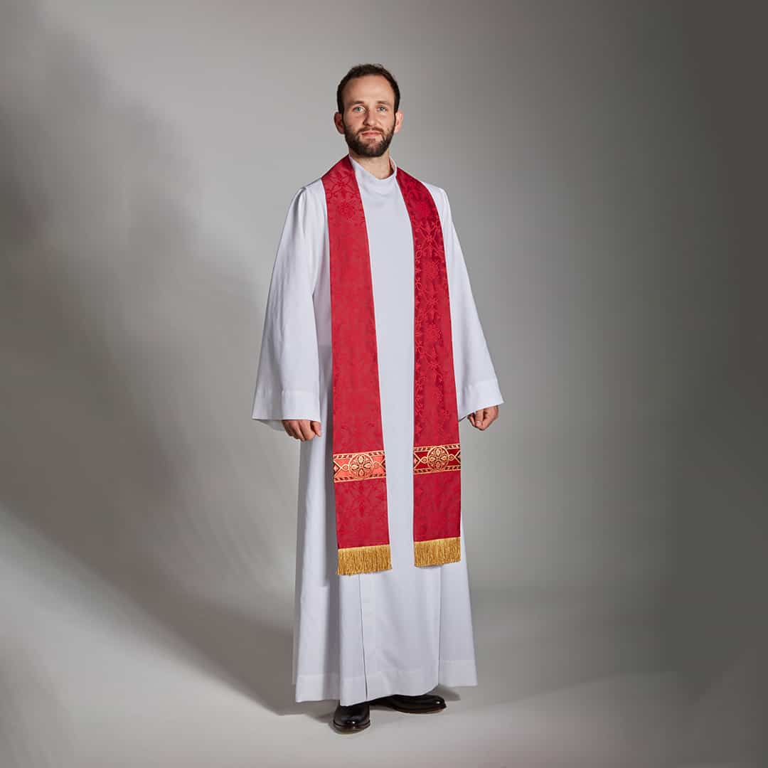 Stole Ely Brocade with Ravenna Braid and Fringe - 4 colour options - Image 3