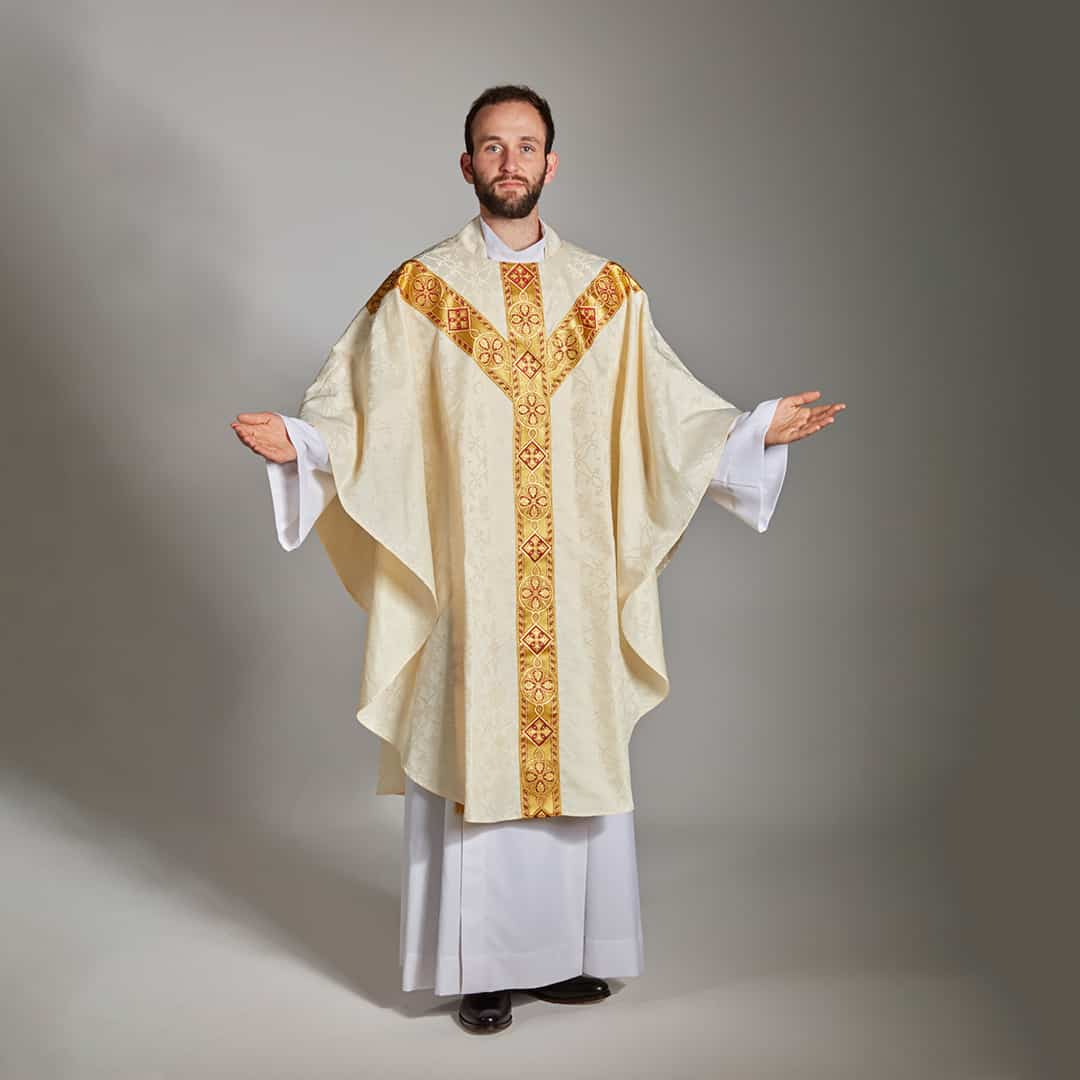 Chasuble & Stole Set Ely Brocade Traditional Gothic - 4 colour options
