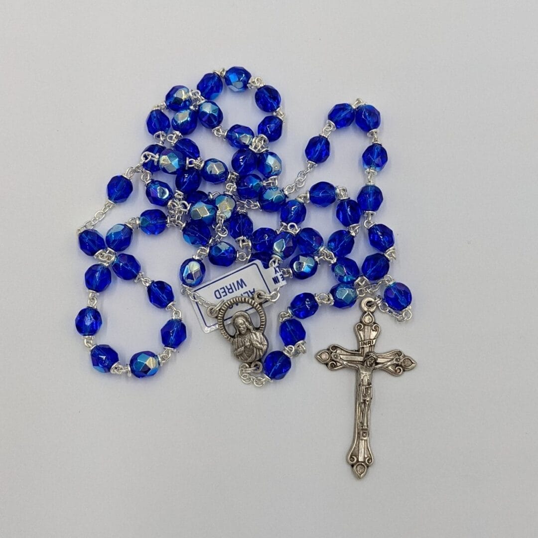 ROSARY BEADS BLUE CRYSTAL