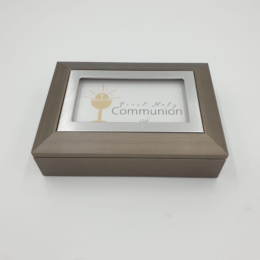 First Communion Keepsake Box w/Frame - Dark