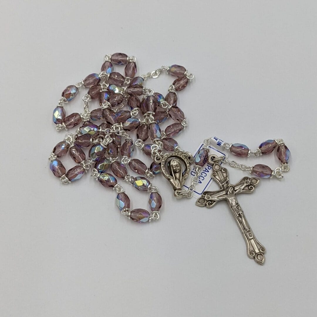 ROSARY BEADS AMETHYST CRYSTAL