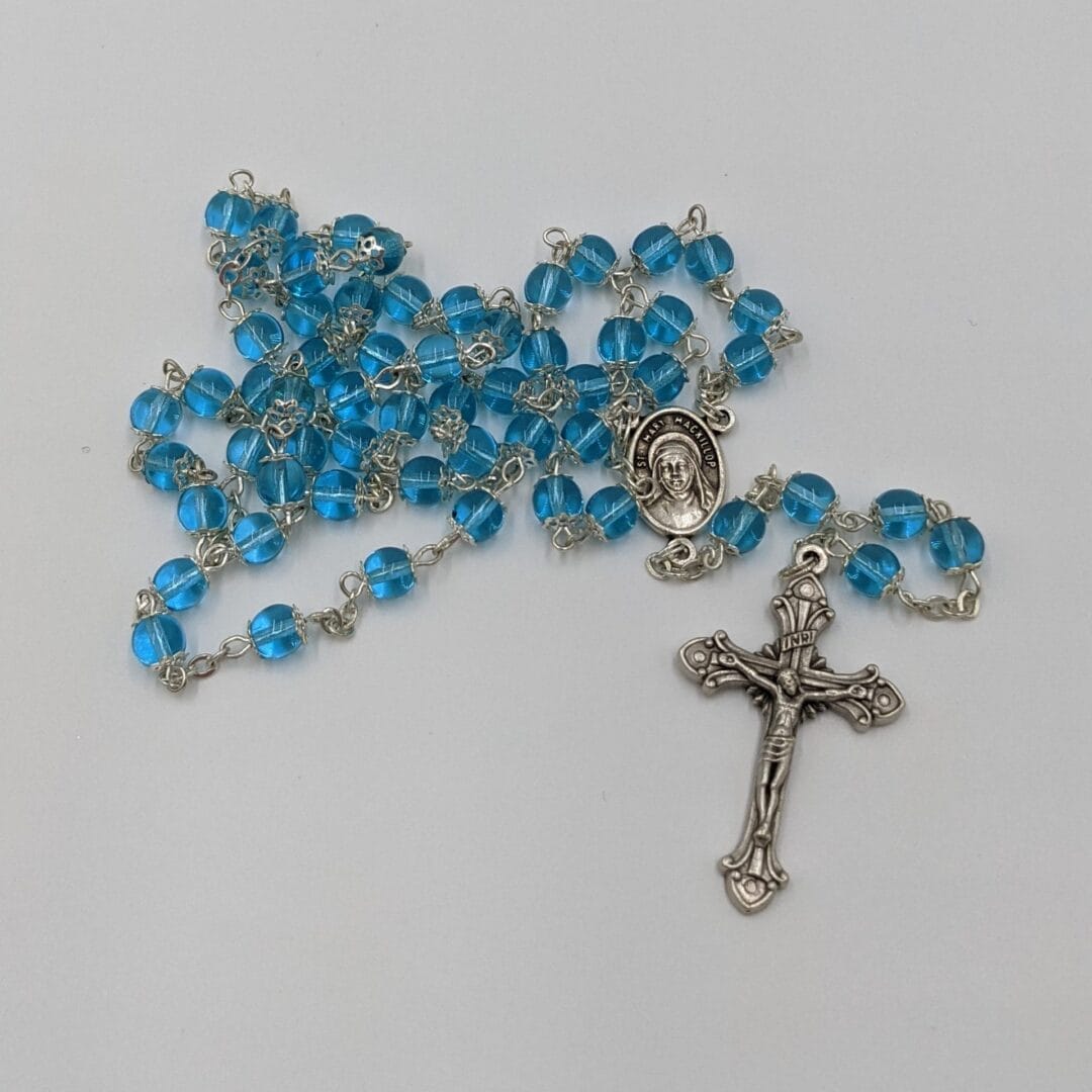 Rosary Beads Mary Mackillop Glass Beads Blue
