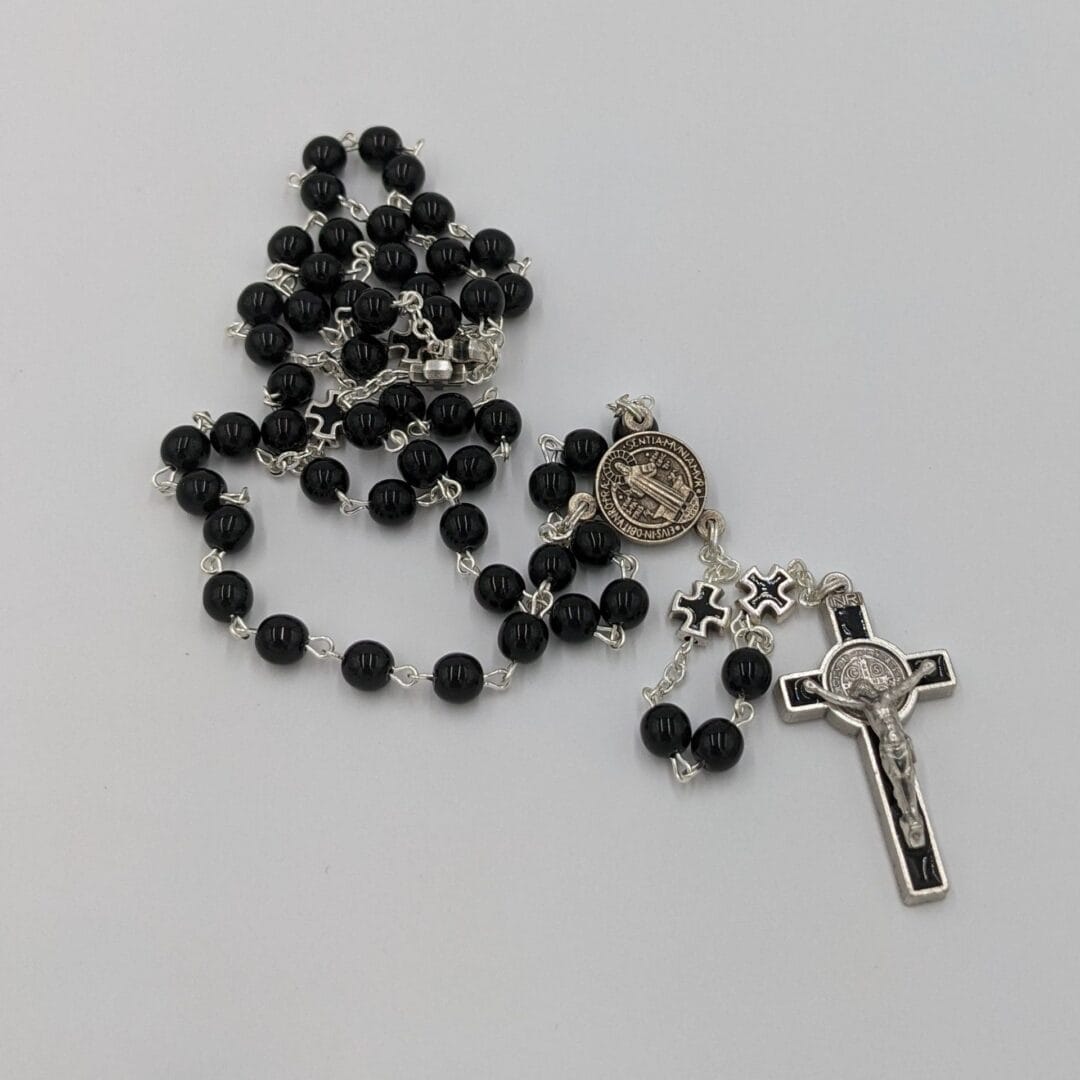 ROSARY BEADS ST BENEDICT BLACK