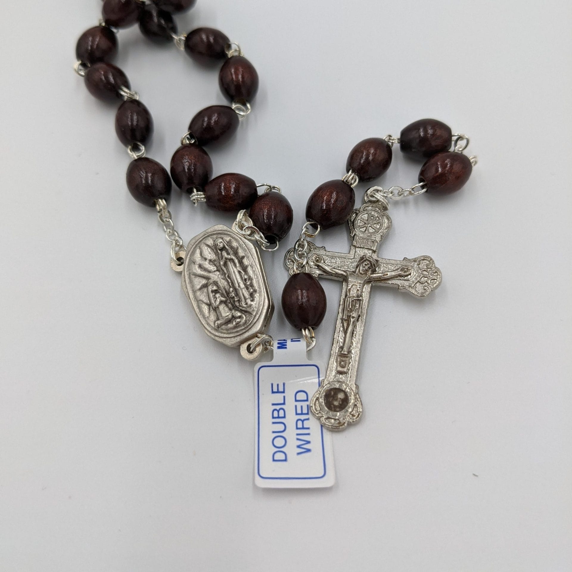 ROSARY BEADS - SMOOTH BROWN BEADS WITH LOURDES WATER - Image 2