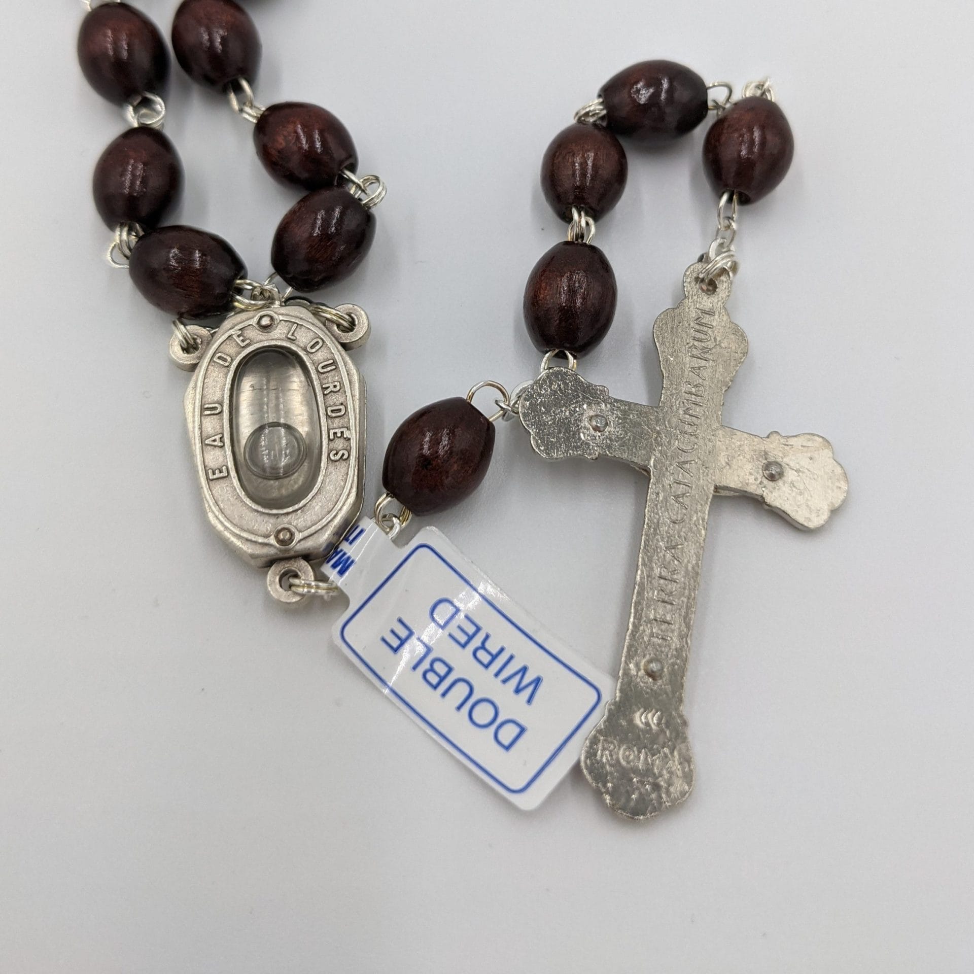 ROSARY BEADS - SMOOTH BROWN BEADS WITH LOURDES WATER - Image 3