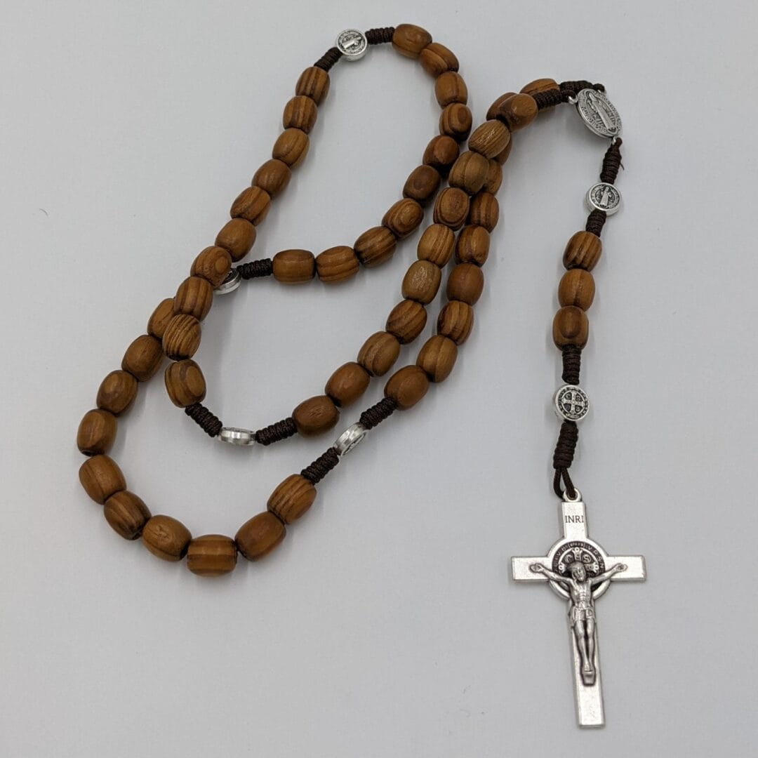 Rosary Beads Large Wooden St Benedict