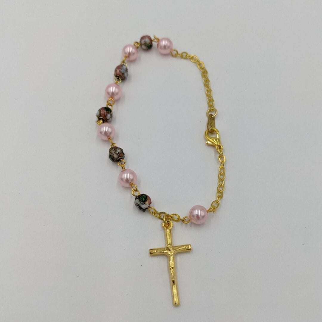 ROSARY BRACELET PINK BEADS