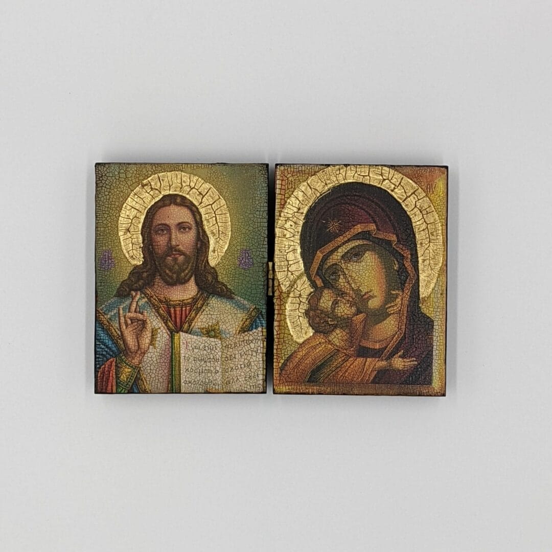 Mini Bi-Fold Icon - Jesus & Mary and Child
