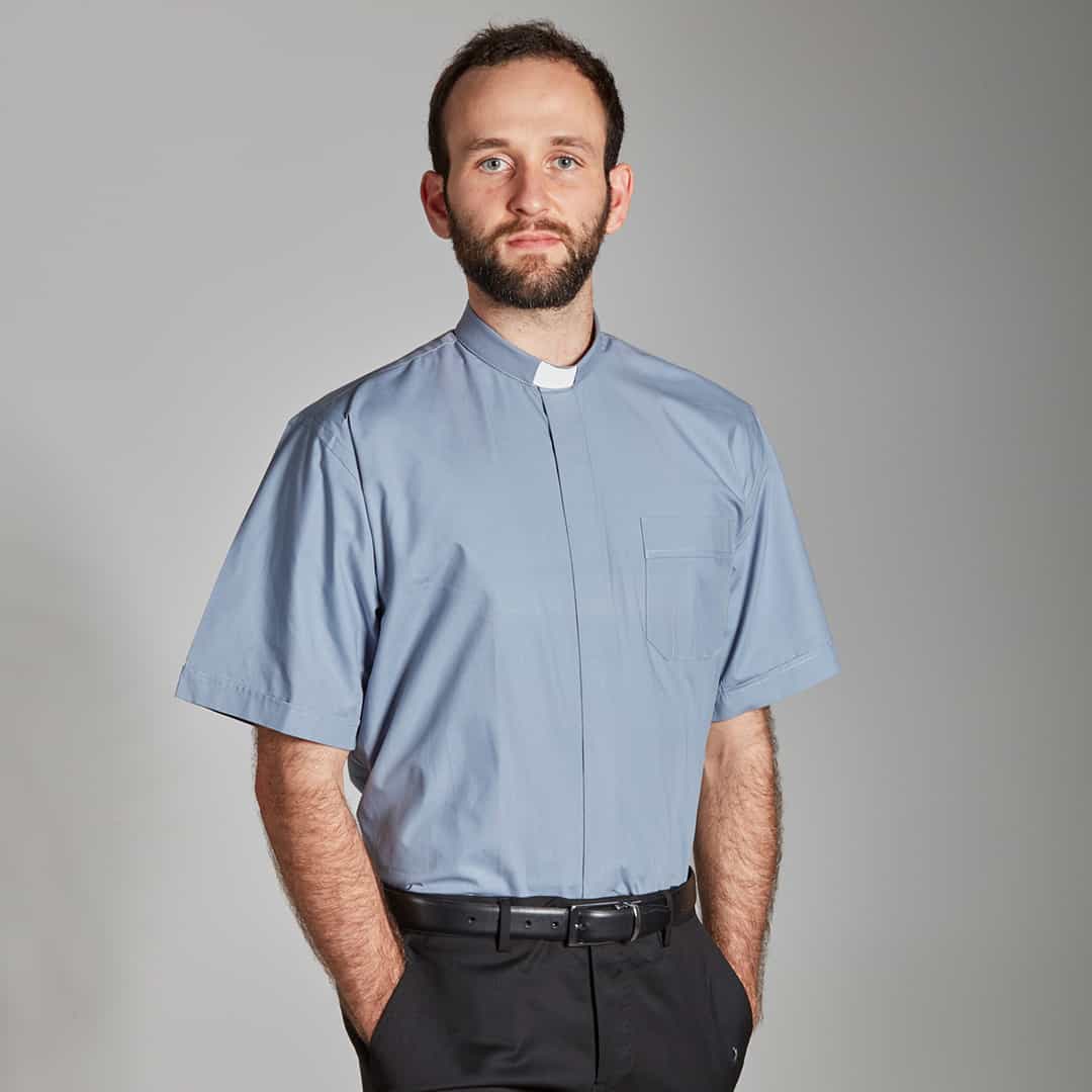 Short Sleeve Clergy Shirt with Slip-in Collar Hammond and Harper