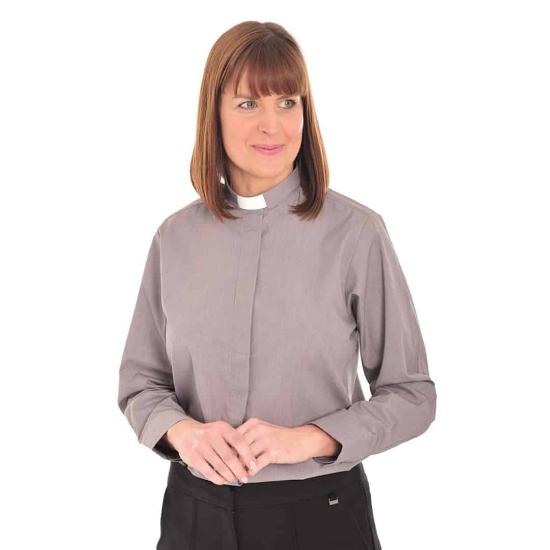 Women’s Clergy Shirt Long Sleeve with Slip-in Collar - Image 11