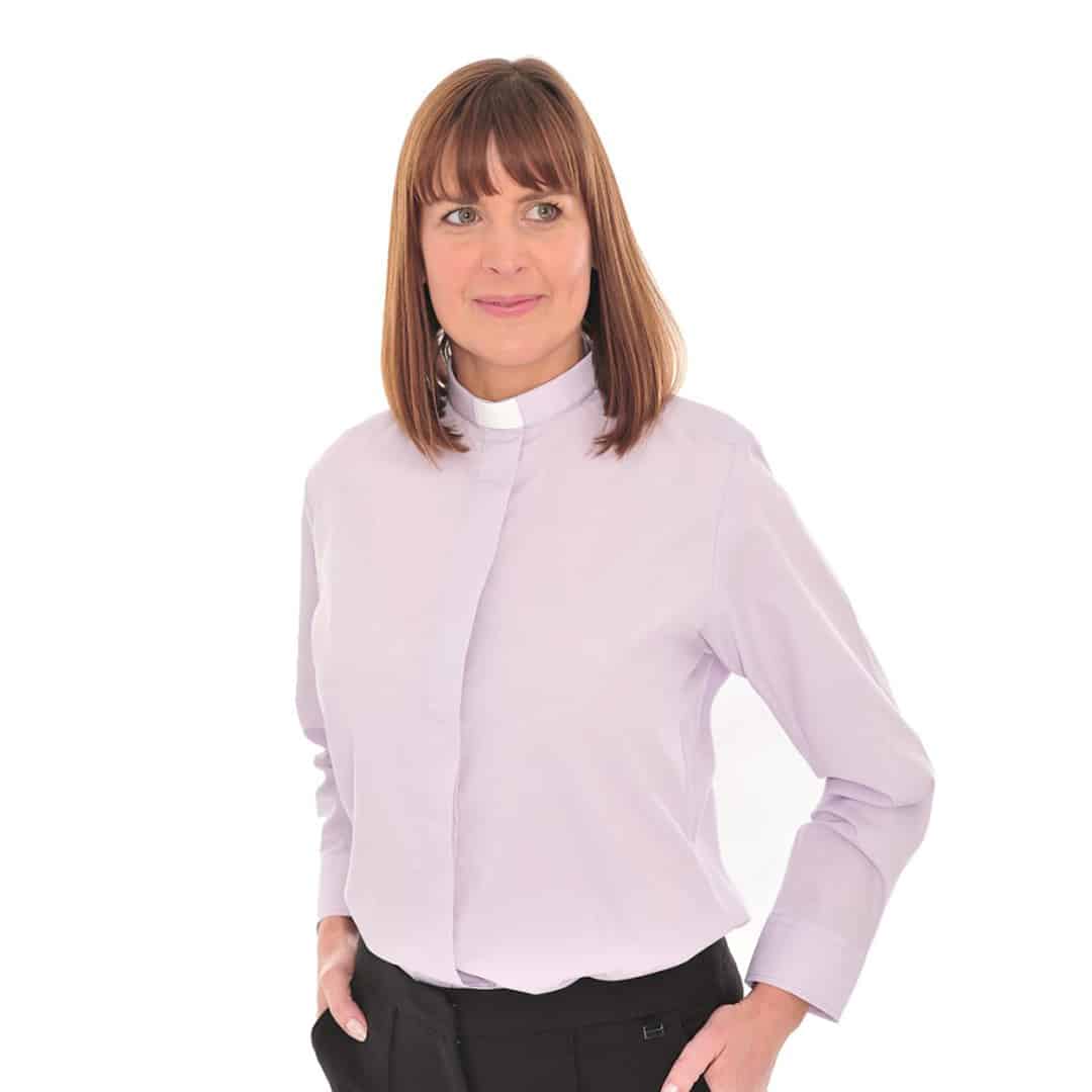 Women’s Clergy Shirt Long Sleeve with Slip-in Collar - Image 4