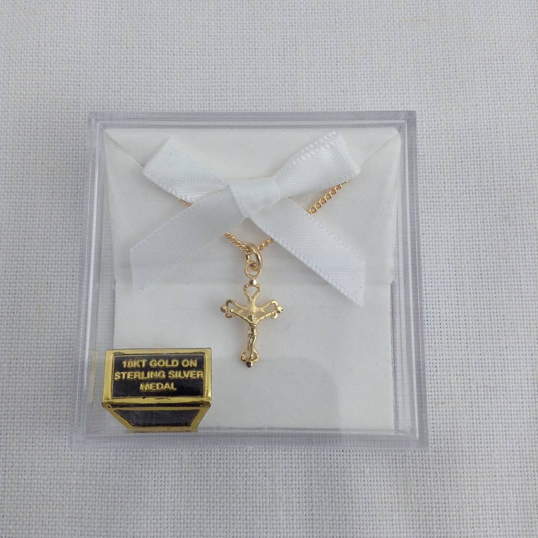 Baby Crucifix Gold Plated Silver 13" Chain