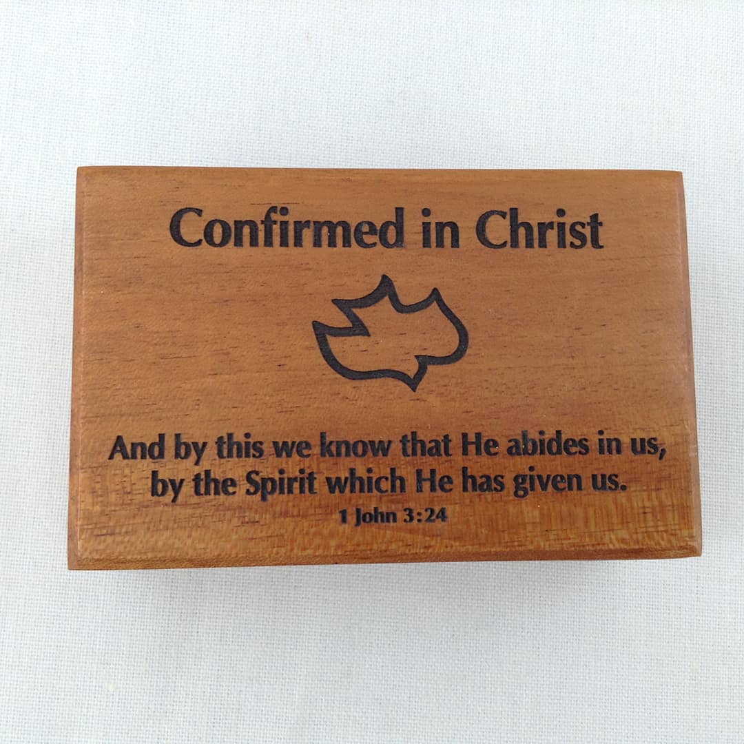 BROWN WOODEN BOX-CONFIRMED IN CHRIST