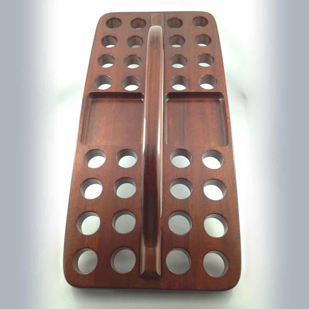 32 Glass Rectangular Wooden Communion Tray with Bread Space