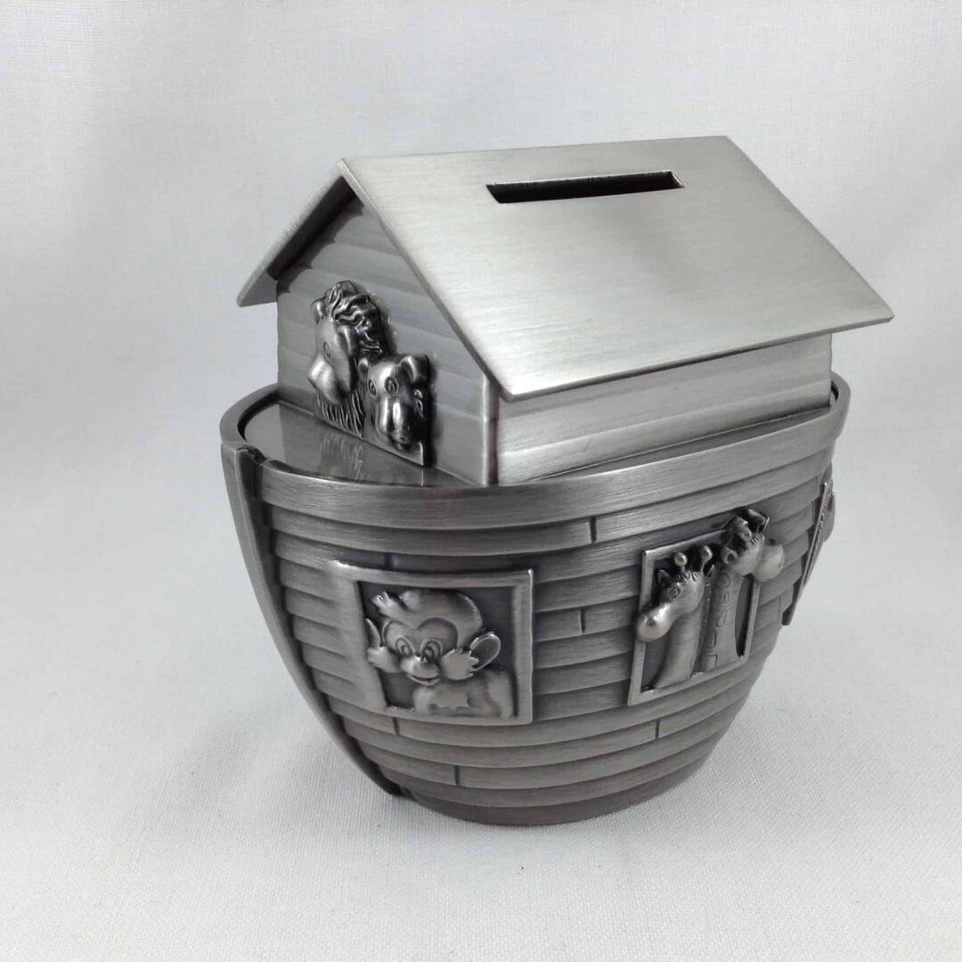Noah's Ark Money Box Pewter Effect