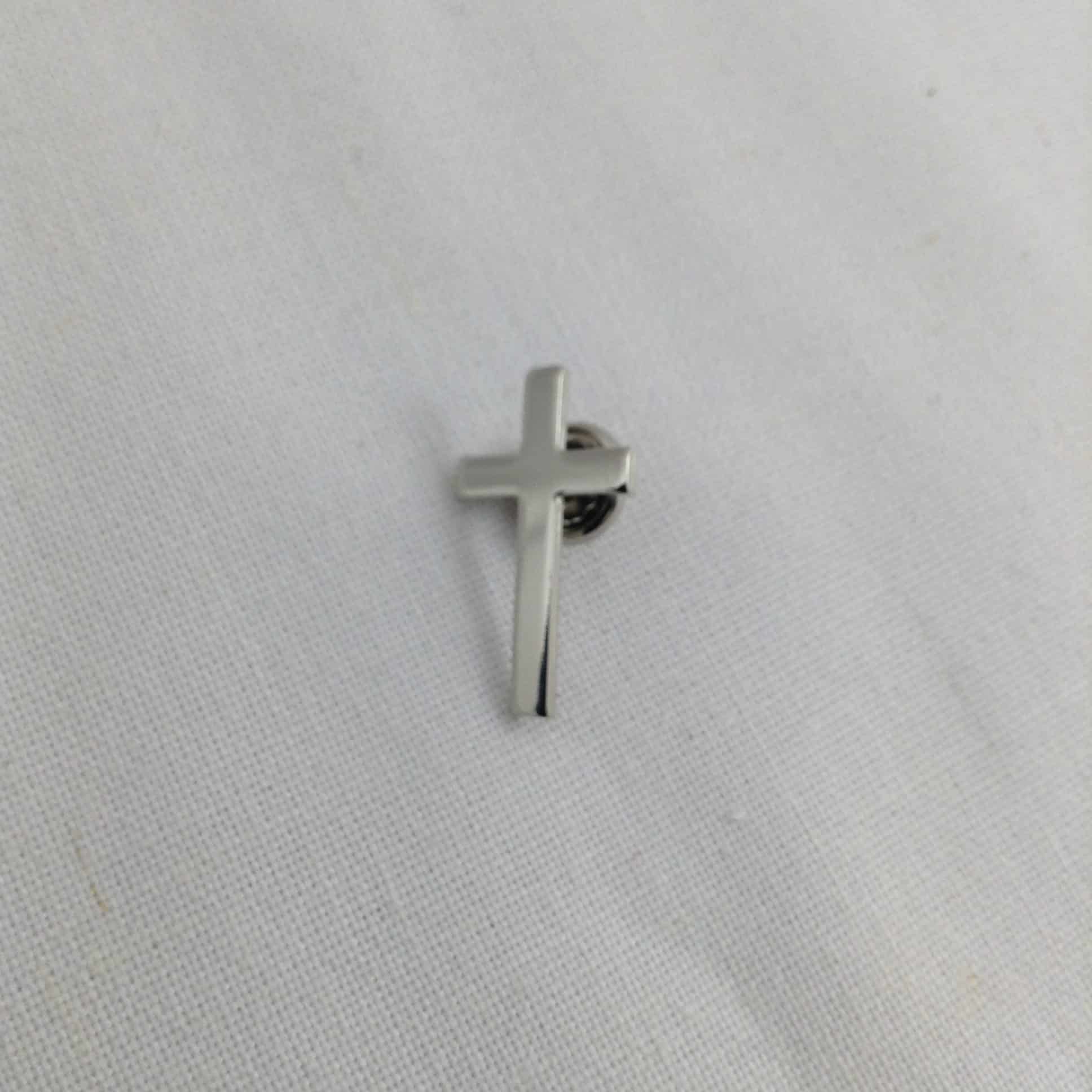 Lapel Cross - Screw Back - Silver Look