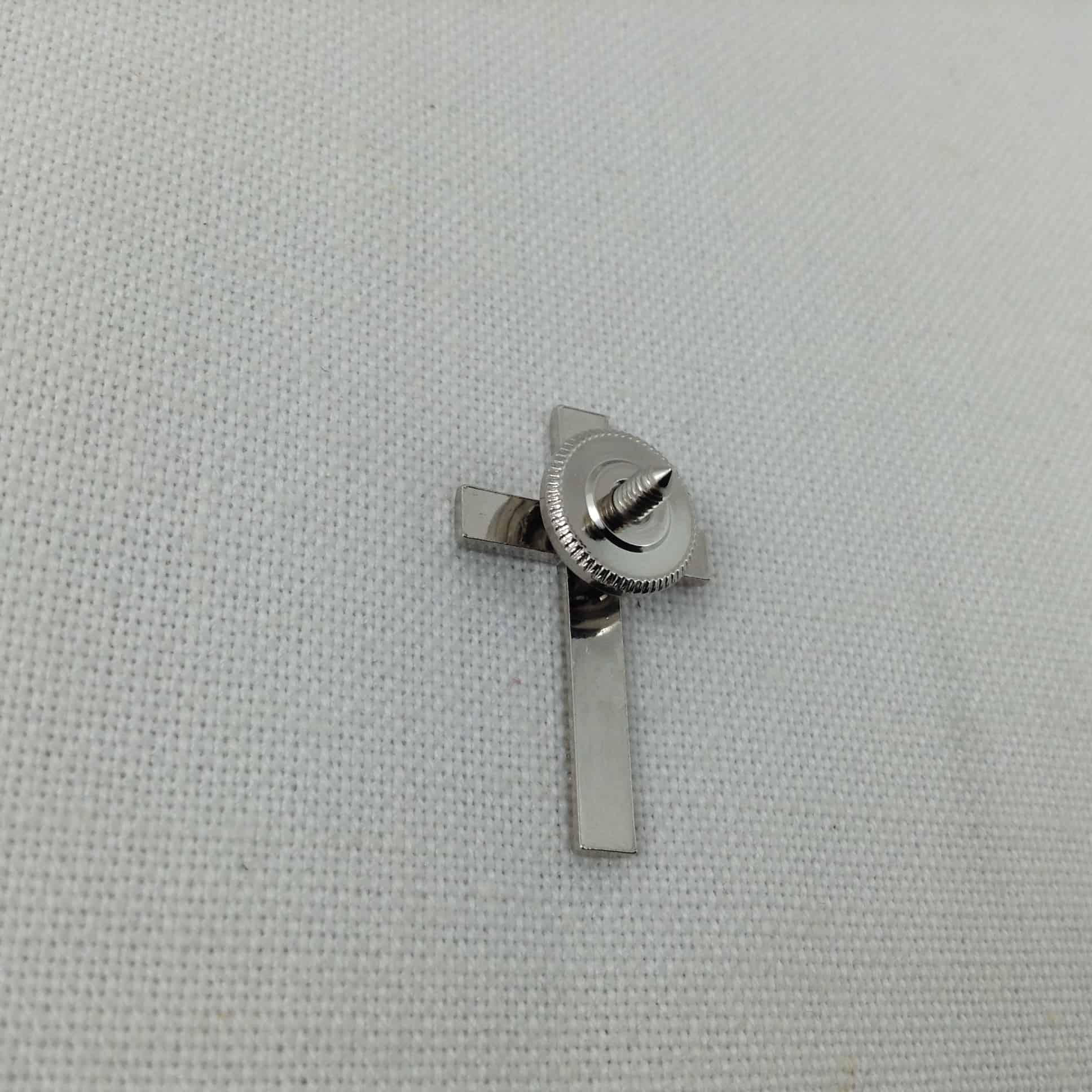 Lapel Cross - Screw Back - Silver Look - Image 2