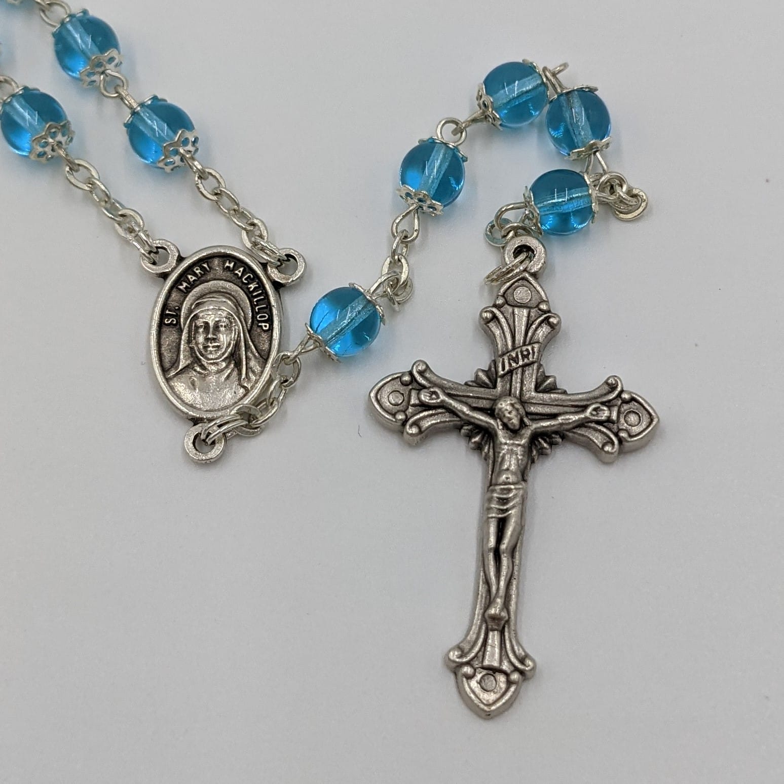 Rosary Beads Mary Mackillop Glass Beads Blue | Church Stores